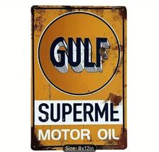 Gulf Rectangular Gas Gasoline Oil  Aluminum Retro Remake Sign Station 12... - $34.84 CAD