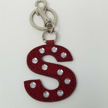 Red Letter S Clip Keychain Faux Leather Beaded Jeweled Vintage - $12.30