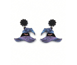 Purple witch hat web earrings - $12.86