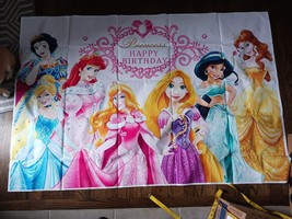 Disney Princess Happy Birthday Backdrop, 40 X 60 Inch (Amazing quality!) New - £9.49 GBP