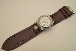  Brown  wide Leather Watch Band strap Buckle Punk Rock Skaters cuff Bikers - £17.94 GBP