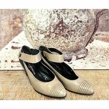 80s VTG Xavier Danaud Black/Tan RARE Leather Mary Jane 7 1/2 AA Made in ... - $88.21