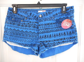 Women&#39;s Juniors Blue Black Print Short Shorts Size 9 NEW - £14.21 GBP