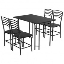 5 Pieces Wood Rectangular Dining Table Set - Color: Black - £134.06 GBP