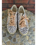 Animal Print Spotted Sneakers Size 9 Black White Beige Laces Star Tennis... - $17.10