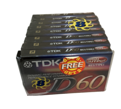 TDK D60 Blank Cassette Tapes Pack of 8 IECI Type I High Output New Sealed  - £12.36 GBP