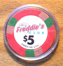 (1) $5. Freddie&#39;s Club Casino Chip - Everett, Washington - $8.95