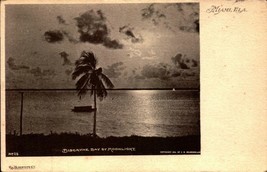 Undivided Back Real Photo POSTCARD-BISCAYNE Bay By Moonlight, Miami, Fl BK27 - £1.57 GBP
