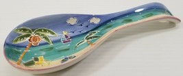 VC) Florida Souvenir Ceramic Spoon Ladle Rest Holder Palm Tree Beach - £15.76 GBP