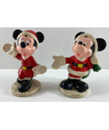 Vintage Disney Mickey and Minnie Mouse PVC 2.5 inch Santa Claus Figurines - $27.12 CAD