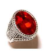Red Apatite Lab Made Gemstone 925 Silver Overlay Handmade Vintage Ring U... - €10,19 EUR