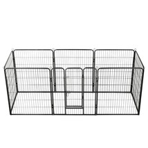 Dog Playpen 8 Panels Steel 80x100 cm Black - £87.26 GBP