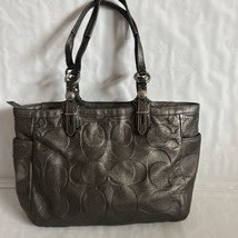 Coach Metallic Gray Leather Tote Bag F7049-F15242 (A9) - £27.25 GBP