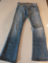 Plastic by GLY Womens 30x32  Low Rise Jeans Blue Bootcut Embroidered Poc... - $19.68
