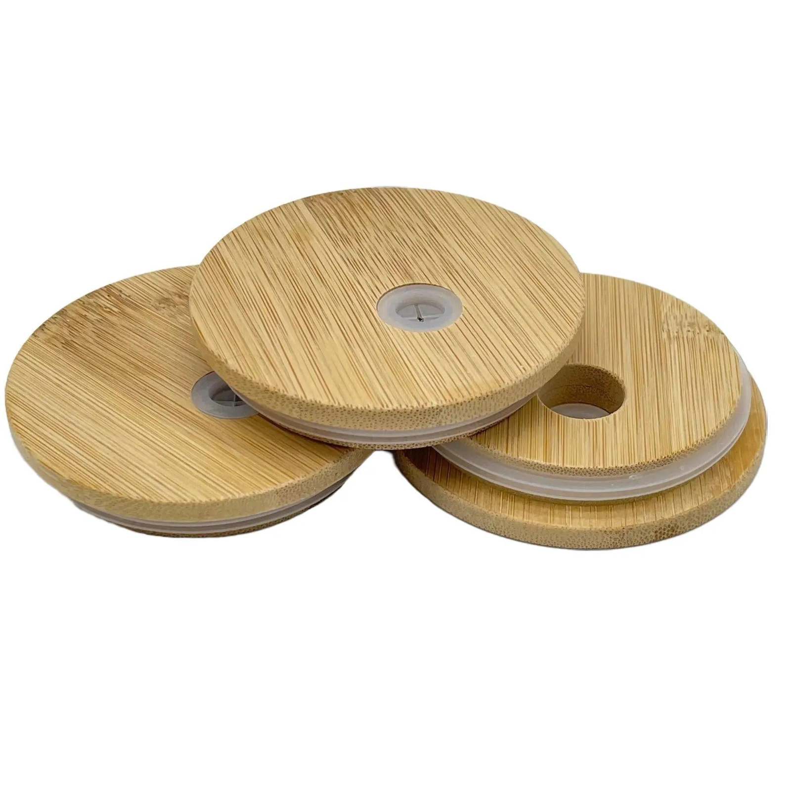 12oz 16oz &amp; 25oz Glass can jars or tumbler bamboo replacement lids - $2.50+