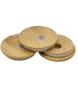 12oz 16oz &amp; 25oz Glass can jars or tumbler bamboo replacement lids - €2,17 EUR+