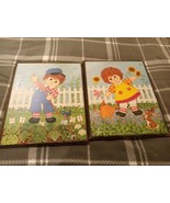 Vintage Raggedy Ann and Andy Wood Pictures Stapco by Lyn Pair of Wall Ha... - $25.64 CAD