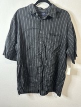 Arrow Moonless Night Black Striped Short Sleeve Button Up Shirt Men’s Si... - $470.96 MXN