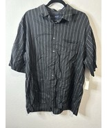 Arrow Moonless Night Black Striped Short Sleeve Button Up Shirt Men’s Si... - €21,15 EUR