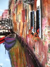 Martin Roberts &quot;Canal With Roses&quot; Hand Signed Litho Photo Venice Italy Gondola - £23.32 GBP