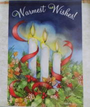 Warmest Wishes Candle Christmas House Flag - 2 Sided Message, 28&quot; x 40&quot; - £20.66 GBP