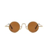 Retro Round Metal Sunglasses – Gold Frame with Brown Lenses, UV400 Prote... - €14,22 EUR