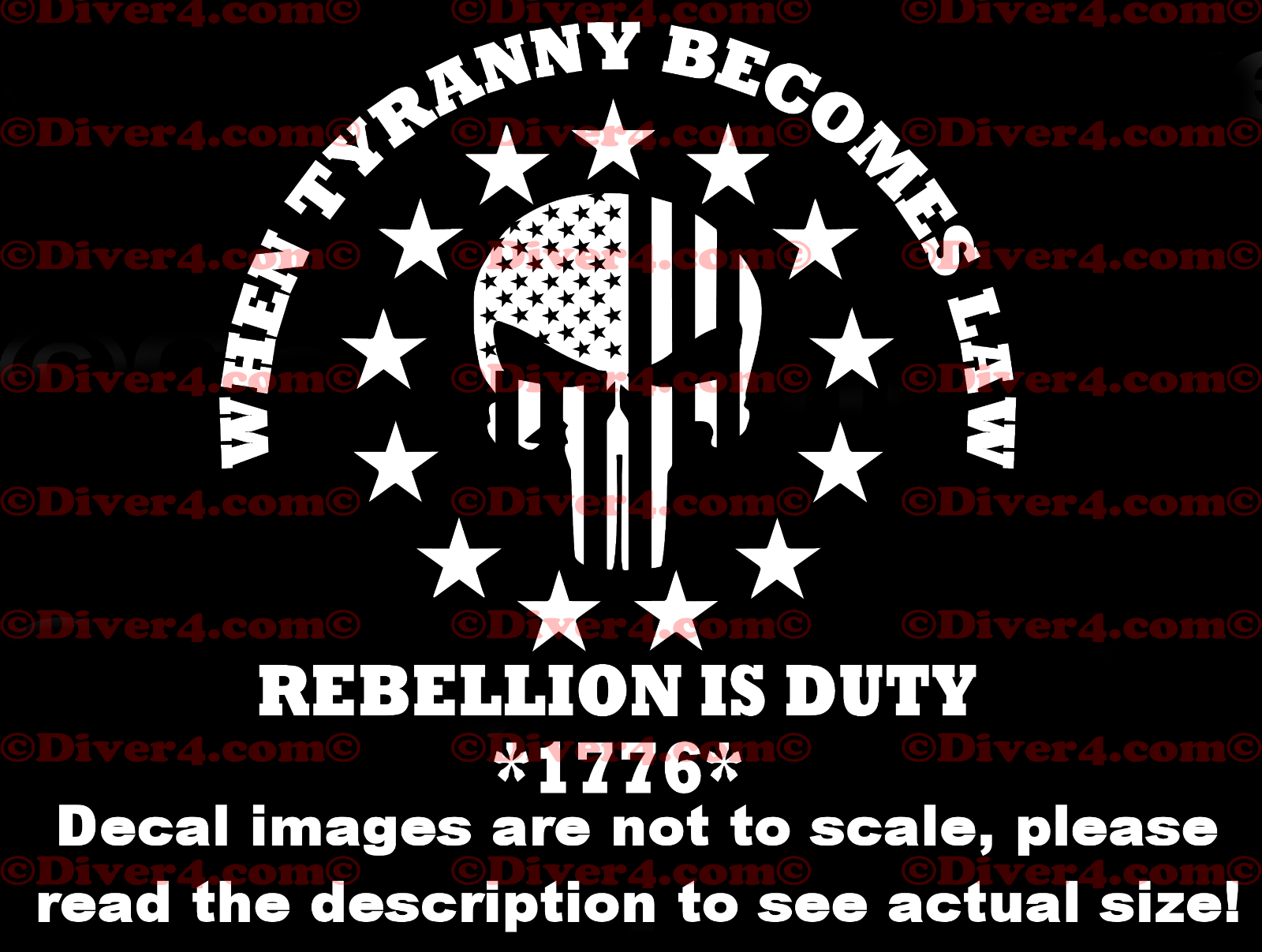 Primary image for When Tyranny Becomes Law Rebellion Is Duty Flag Skull Vinyl Decal 2nd Amendment