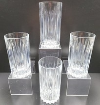 4 Cristal D&#39;Arques Durand Classic Highball Glasses Set 5.75&quot; Clear Vertical Cut - £46.45 GBP