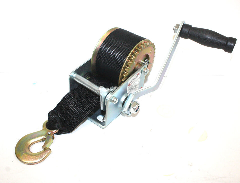 600lbs Hand Winch Hand Crank Strap Gear Winch ATV Boat Trailer 26ft Blac... - $28.04