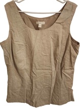 Coldwater Creek Beige Sleeveless Silk Textured Tank Top, Scoop Neck, Wom... - £11.85 GBP