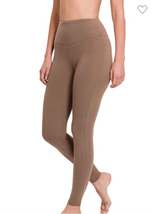 Zenana - Premium Cotton wide waistband full lenght leggings - £18.08 GBP