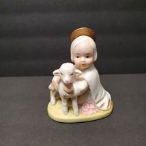 HOMCO Holy Child with Lamb vintage figurine, Made in Taiwan, 1980s Porcelain