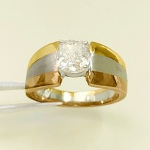 1.51Ct Real Certified Diamond Solitaire 18Kt Real Solid Men&#39;s TriColor Gold Ring - £9,713.87 GBP