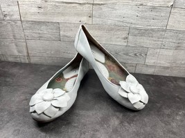 Born Børn Ballet Flats Women 7M Shoes Peony White Leather Slip On Flower Comfort - $34.47