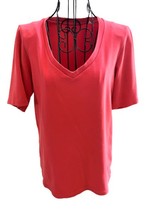 CHICO&#39;S Cotton Blend True Color Short Sleeve V-Neck Tee Shirt in Orange ... - $15.95