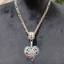 Womens Fashion Blue Collar Pendant Heart Locket Necklace with Lobster Clasp - $28.00