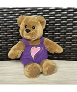 Hallmark Bear Plush Love and Kiss Purple Overalls Heart Valentine Gift F... - £6.68 GBP