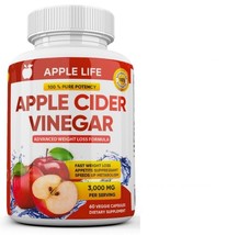 Pure Weight Loss Fat Burner Diet Pills Pure Apple Cider Vinegar Acv 3000mg - £13.61 GBP