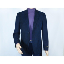 Men ZACCHI Velour Velveteen Hounds tooth Blazer Sport Coat DUANE 74521 Navy Blue image 8