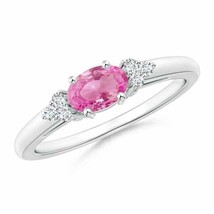ANGARA Pink Sapphire Solitaire Ring with Diamonds for Women in 14K Gold - £437.11 GBP