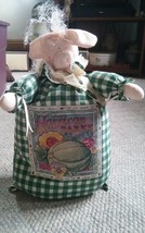 Chubby Fat Melon Belly Crafty Pig Door Stop Feed Bag Harrison Parks - $14.99