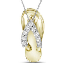 10kt Yellow Gold Womens Round Diamond Flip Flop Sandal Nautical Pendant 1/6 Cttw - £191.40 GBP