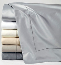 Sferra Giotto Grey Twin Flat Sheet 590TC Egyptian Cotton Luminous Sateen New - $124.90