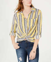 Self Esteem Juniors Twist-Front Draped Shirt Yellow/Black Stripe, Size Large - £14.12 GBP