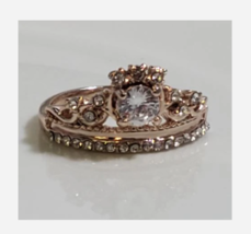 ROSE GOLD TIARA RHINESTONE COSTUME RING 6 7 9 - £31.96 GBP