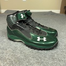 Under Armour Mens Football Cleats 17 Black Green Shoe Lacrosse Clutchfit High T4 - £23.77 GBP