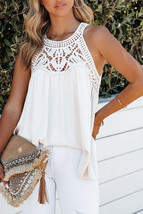 White Lace Crochet Sleeveless Babydoll Top - £22.32 GBP