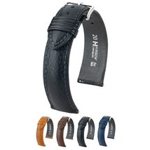 Hirsch Camelgrain Calf Watch Strap - Black Band/Silver Buckle - XL - 18mm / 16mm - £60.53 GBP