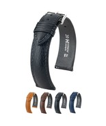 Hirsch Camelgrain Calf Watch Strap - Black Band/Silver Buckle - XL - 18m... - $76.95