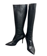 JIMMY CHOO Black Leather Tall Boots Size 39.5 IT / 9.5 US Made in Italy - $173.24